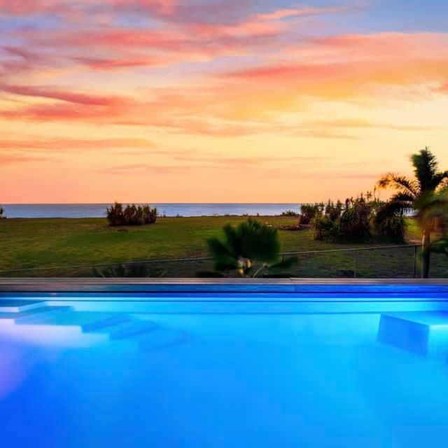 pool and sunset
